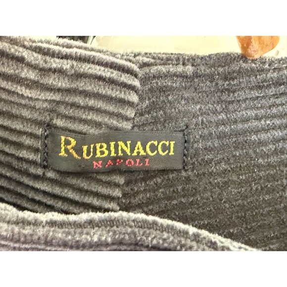 Rubinacci Napoli Gray Corduroy Pleated Trousers With Belt Size 48 Made In Italy - Picture 2 of 8